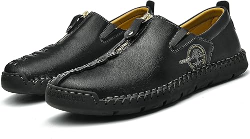 Miniatura 7 de Shaire Zapatos casuales de cuero sin cordones para hombre, zapatos cómodos y transpirables para caminar para hombres