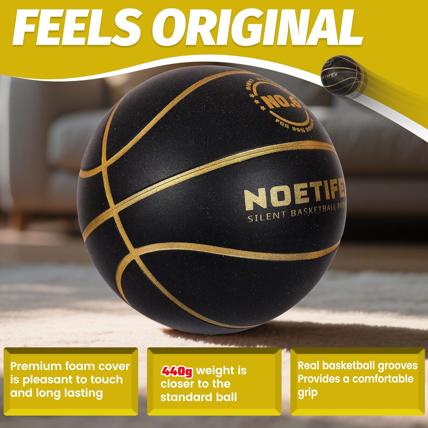 Upgraded 580g Weighted Silent Basketball, High-Density Quiet Indoor Training Ball with Gift Box, Real Bounce Soft Material, Ideal for Home & Apartment Dribbling Practice