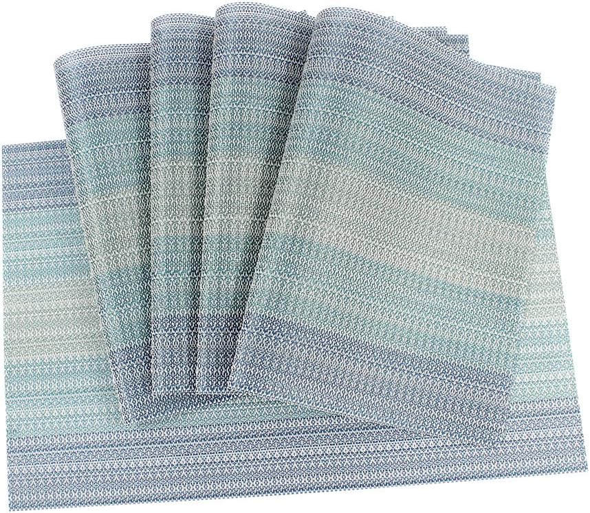 Ranvi Heat-resistant Placemats Stain Resistant Anti-skid Washable PVC Table Mats Woven Vinyl Placemats, Set of 5