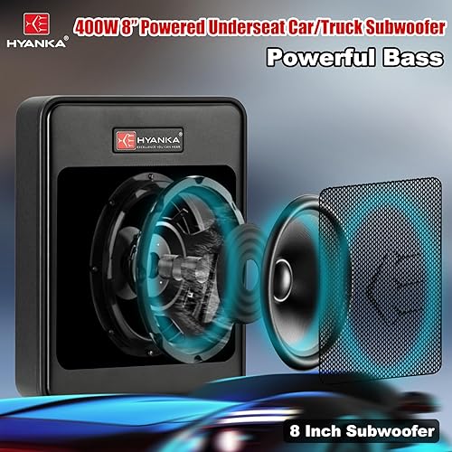 Miniatura 2 de H YANKA SDM-08MINI - Subwoofer compacto para automóvil de 400 W y 8 pulgadas con amplificador integrado, subwoofer delgado para audio de