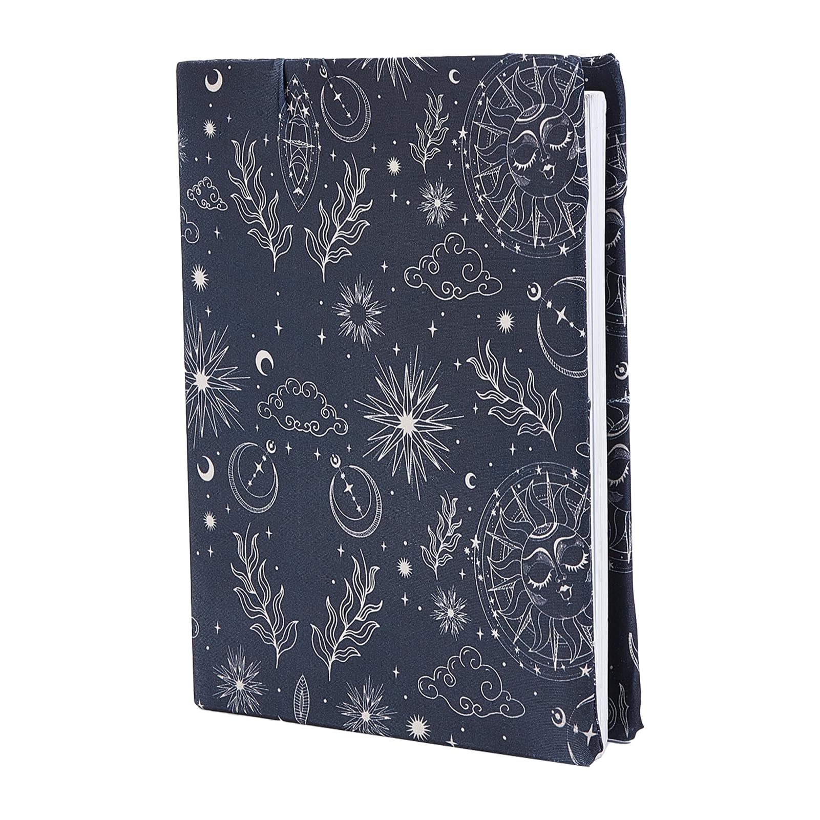 NICENEEDED Glod Sun Tarot Stretchable Book Cover, 10.5 x 8.7 Inch Reusable Notebook Sleeve, Elastic Cloth Washable Book Protector for Most Hardcover Books