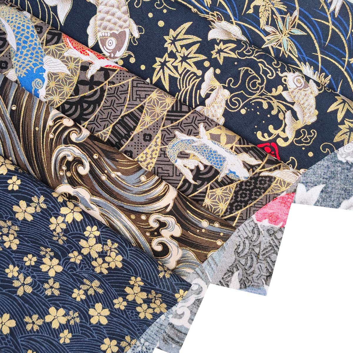 Qililandiy 5-Pack Japanese Style Cotton Fabric Squares