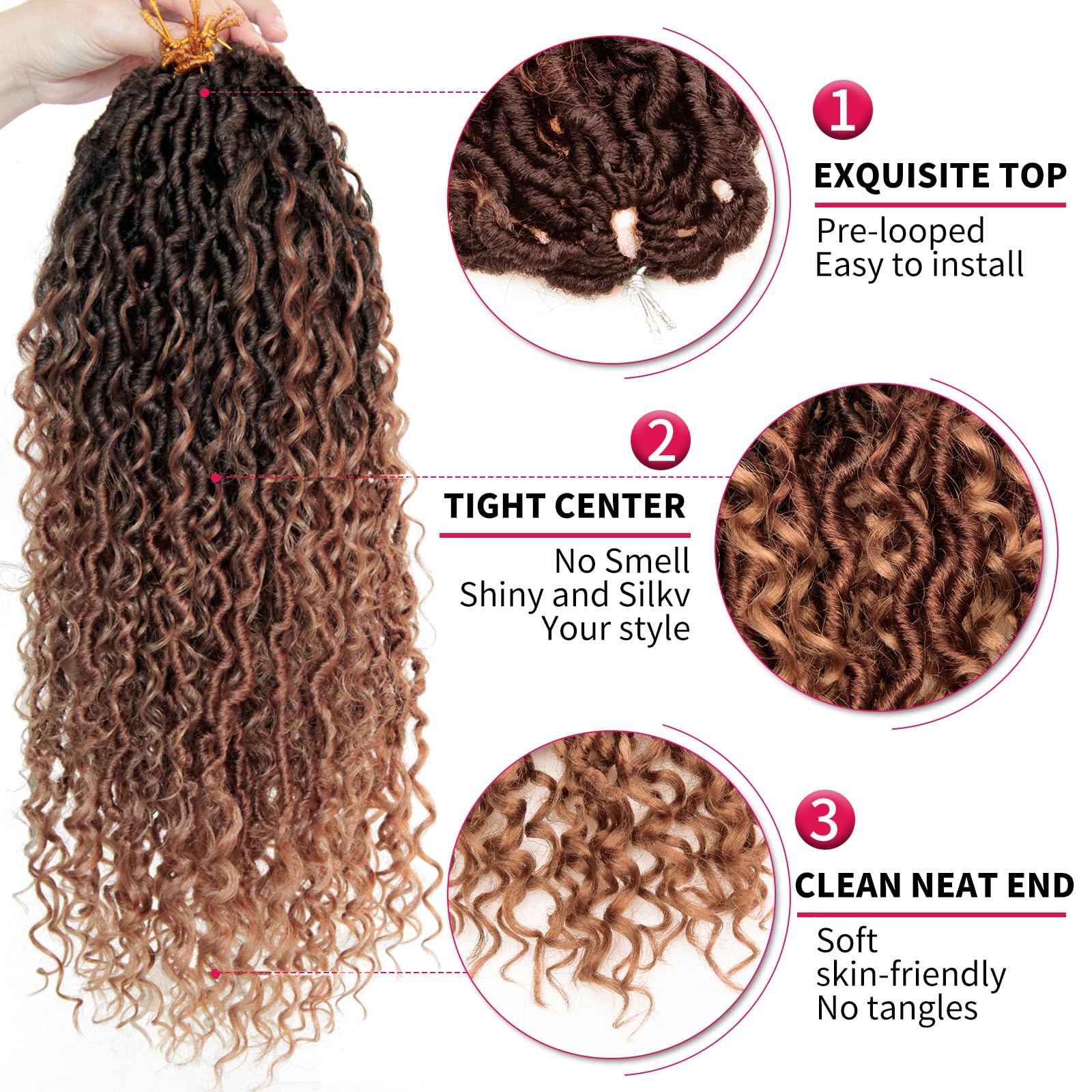 Goddess Locs - Confezione da 8 ciocche di capelli all'uncinetto, 45,7 cm, confezione da 8, 45,7 cm