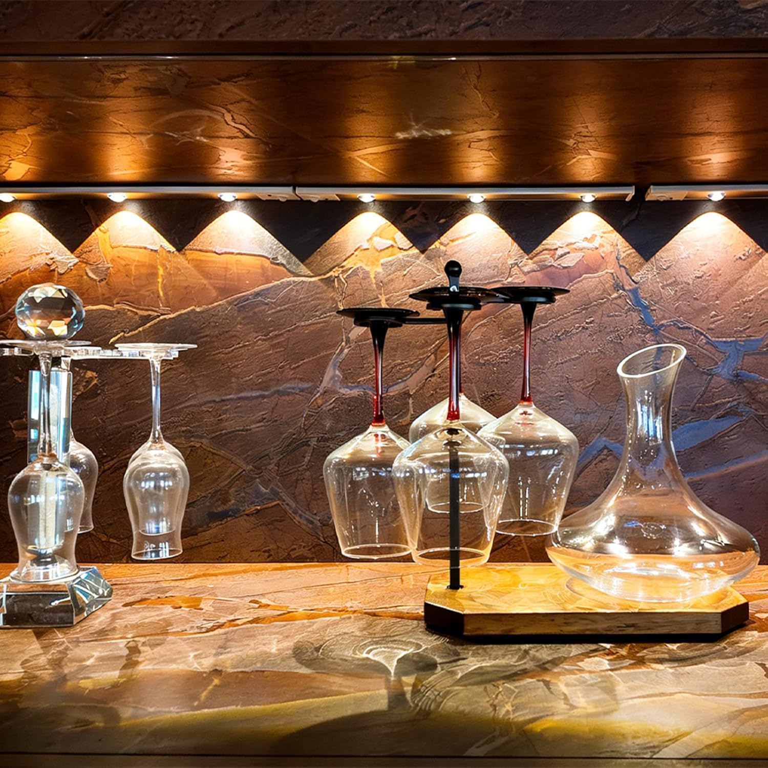 14.8inch Under Cabinet Lighting, Rechargeable Motion Sensor Display Cabinet Light, Wireless Dimmable Magnetic Light, USB-C Charging, for Kitchen Closet Stairs Indoor, 2 Pack