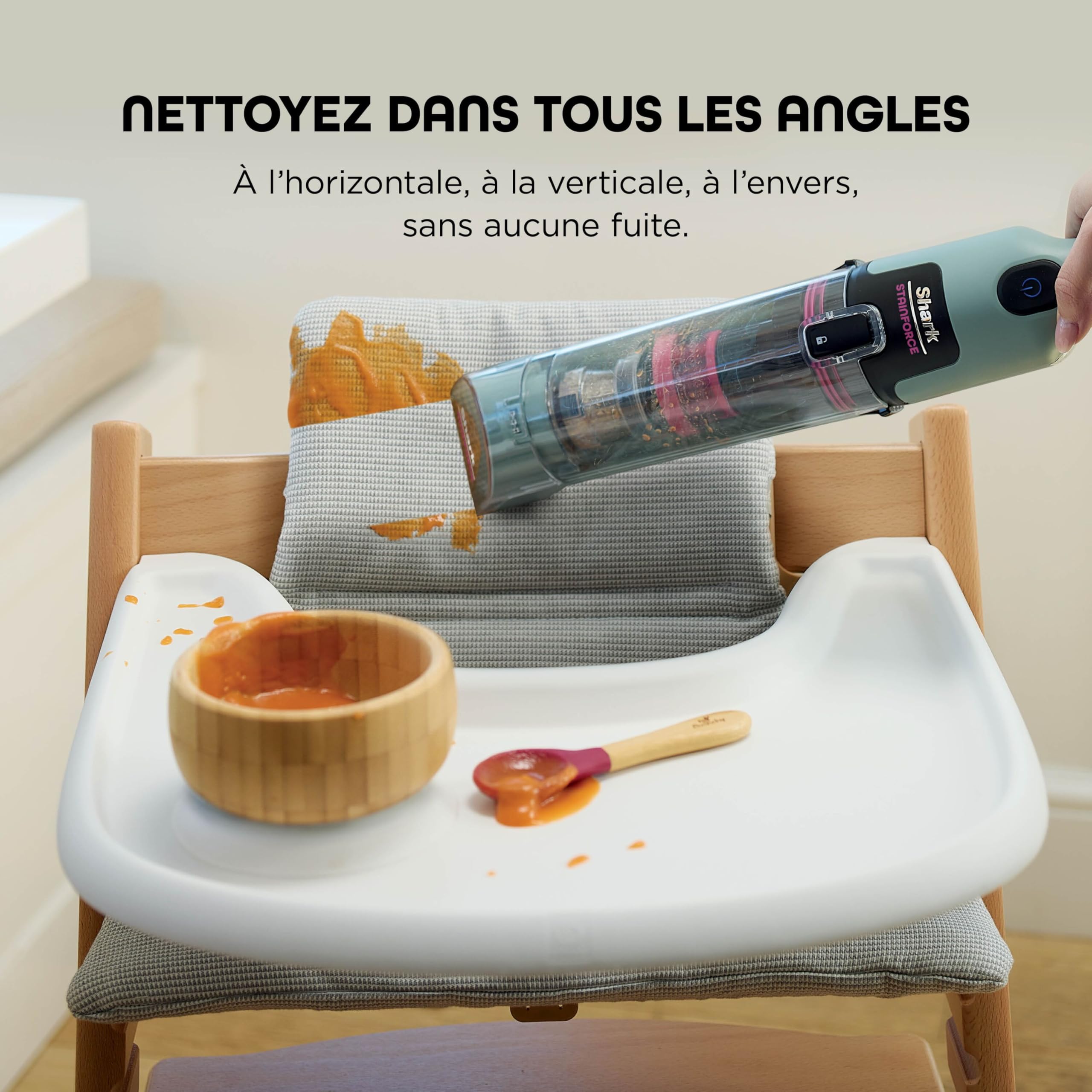 Nettoyeur de tâches sans fil Shark StainForce taches et odeurs, léger, portable, détachant pour tapis, tissus d’ameublement, voitures, panier de rangement, accessoires, formule nettoyante, HX100EUCP