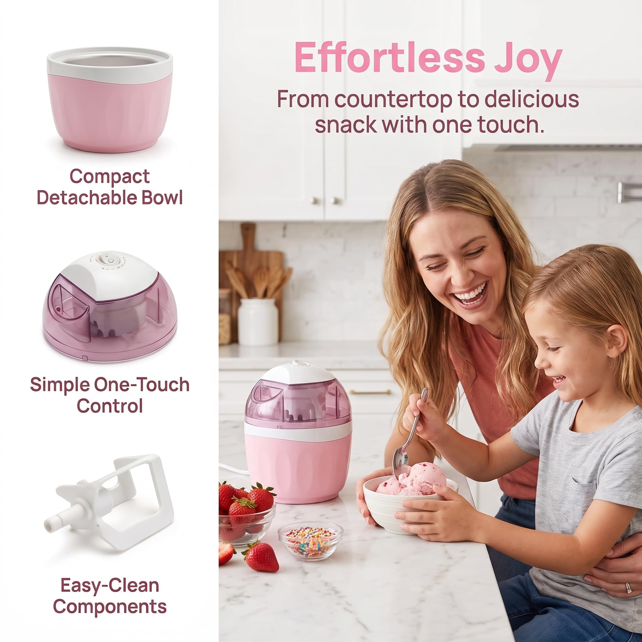 Mini Sorbetière Domestique, Préparation Rapide En 15 Minutes, Utilisation Intuitive, Compacte Et Électrique, Idéale Pour Réaliser Vos Desserts Maison, Glaces Artisanales, Yaourts Glacés Et