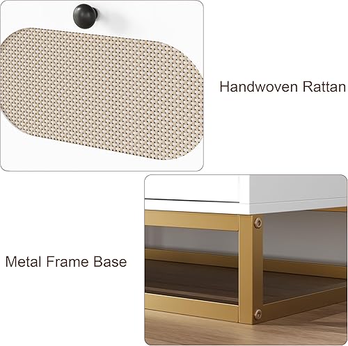 Miniatura 6 de BOTLOG Gabinete de buffet con almacenamiento, armario de almacenamiento de cocina de 47.2 pulgadas con cajones, armario de barra de ratán para sala