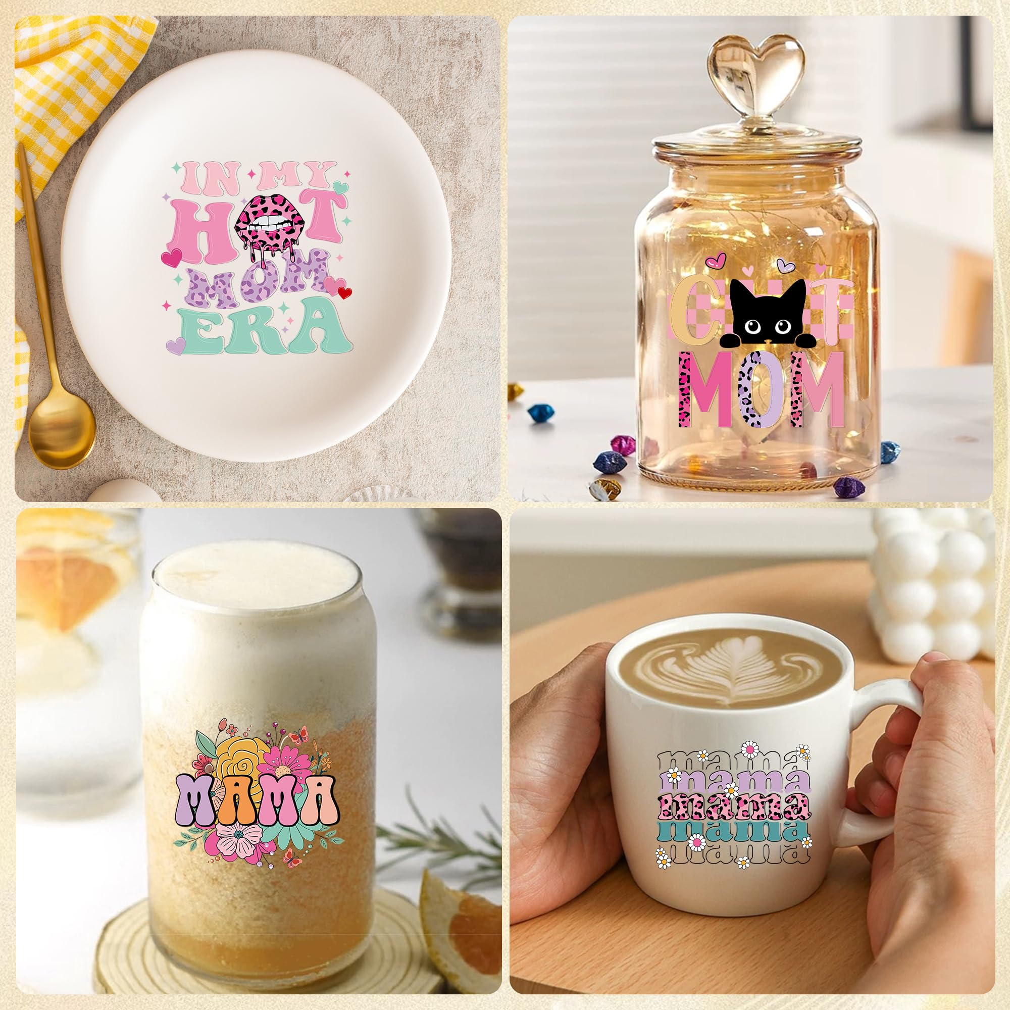 Adesivi UV DTF Per Tazze – 20 Fogli Con Motivi Floreali E Libri – Trasferibili, Impermeabili, Circa 8,9x8,14 Cm – Per Decorazione Vetro, Ceramica E Fai Da Te - 3