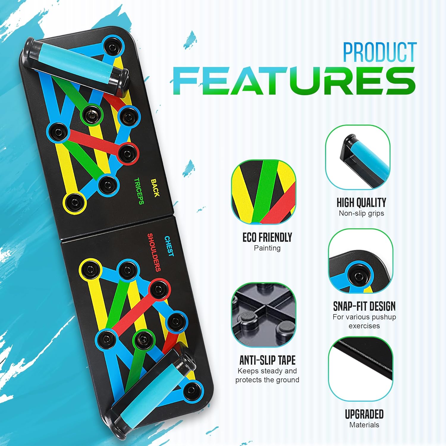 Push Up Board 9 in 1 | Push Up Board for Men & Women | Multi-functional Push Up Bar System | Perfect Pushup Board | Home Gym Workout Equipment