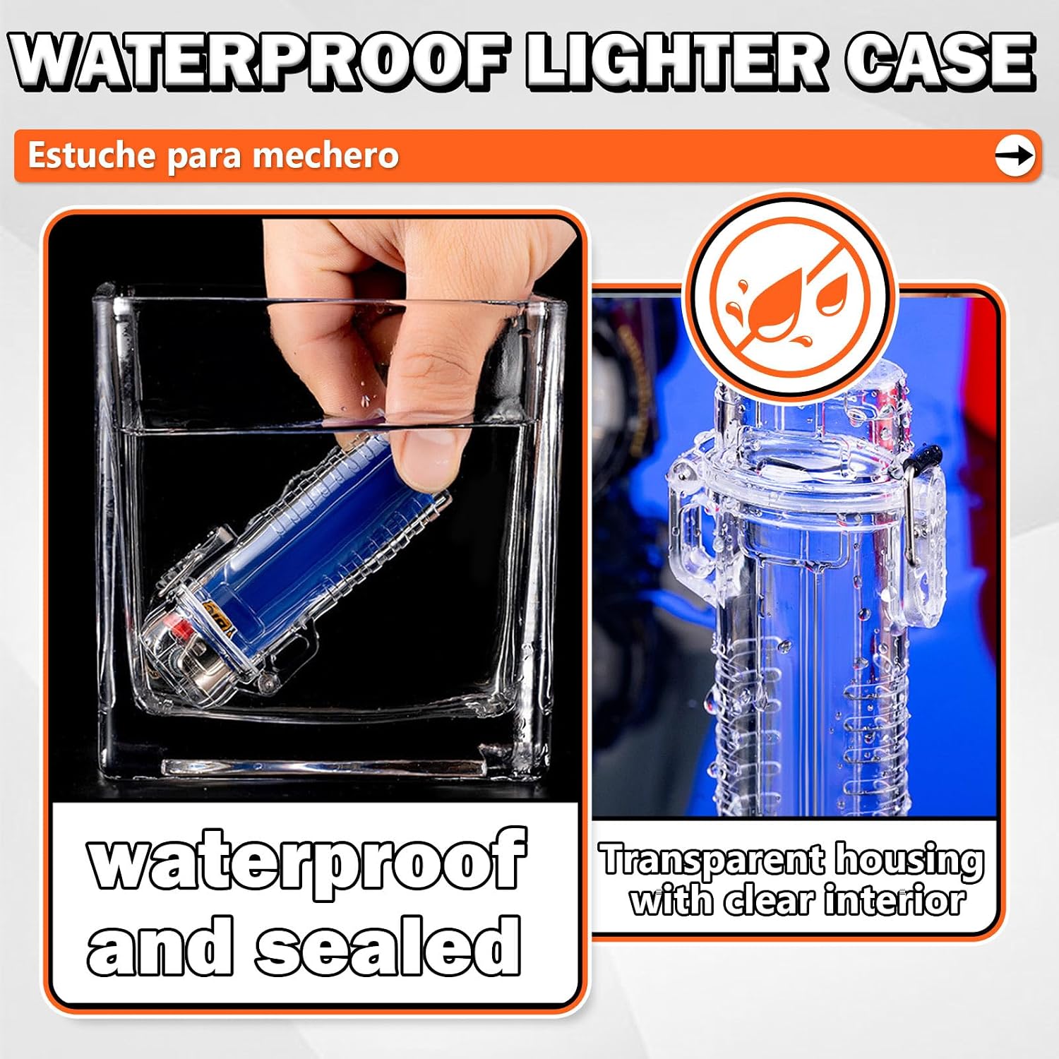 3PCS Clear Waterproof Portable Lighter Case Lighter Protective Case