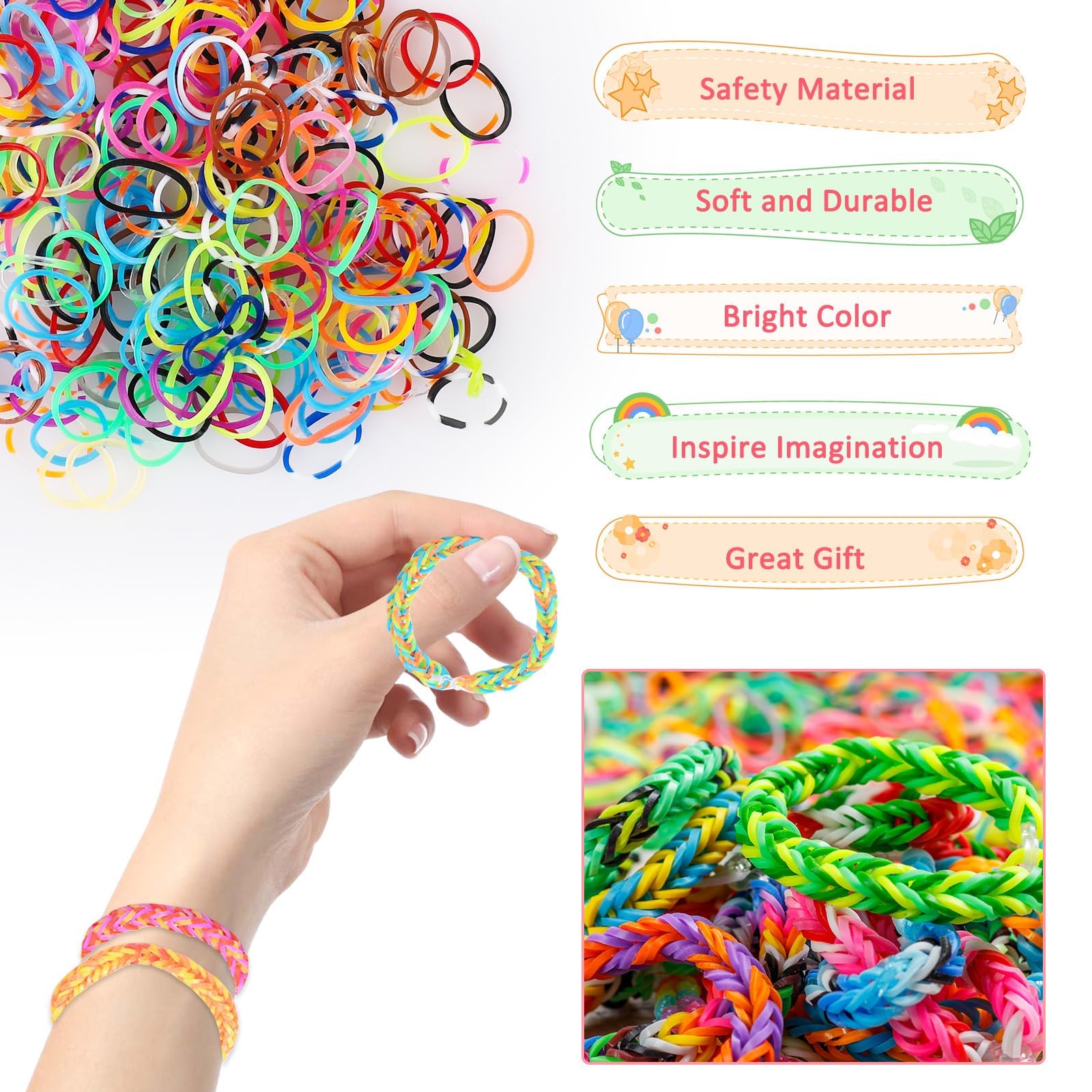 Loom Bänder Set Für Kinder – Inkl. Einhorn-Webkamm, 1000 Gummibänder & Zubehör, Bastelset Für Armbänder Ab 6 Jahren