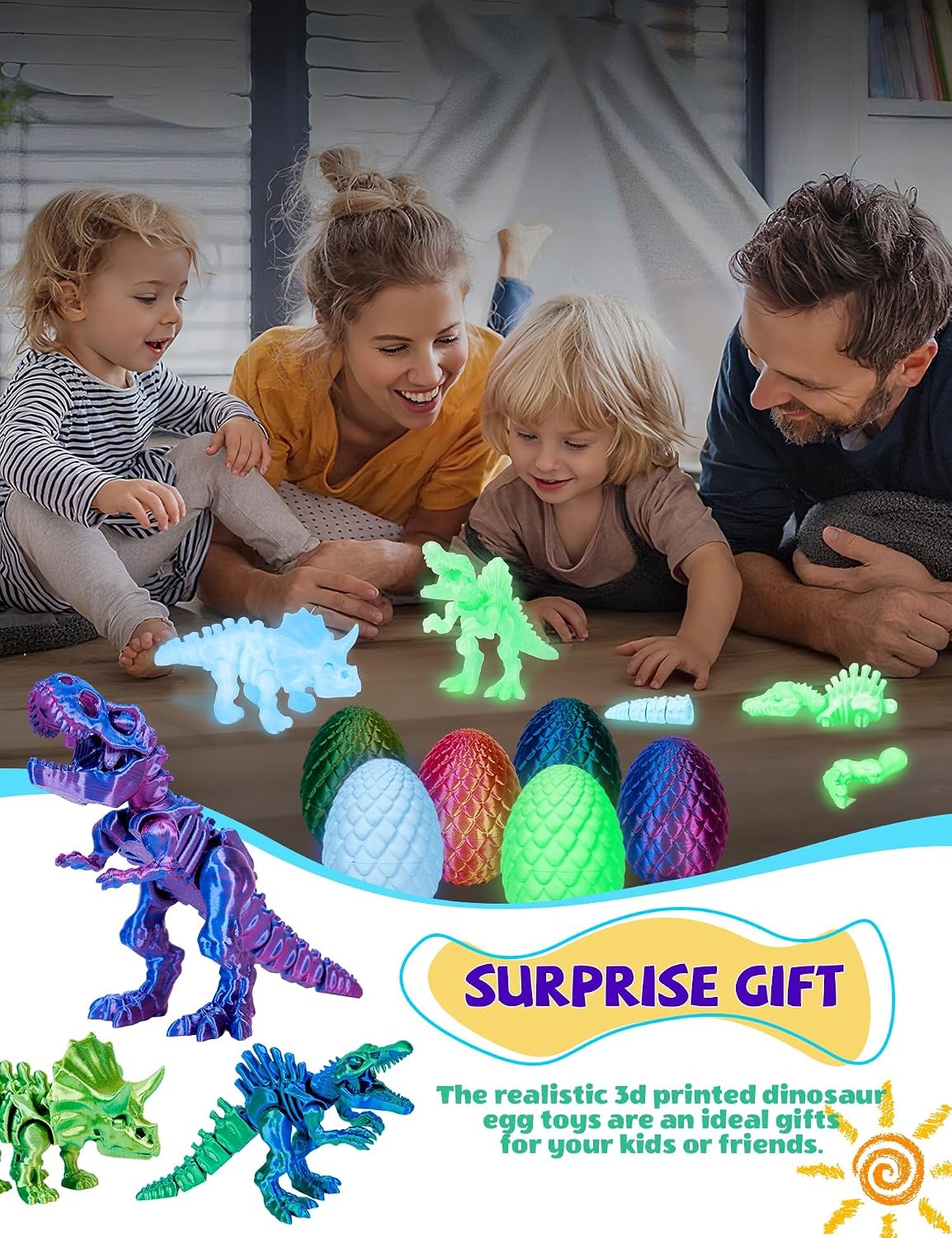 2PCS 3D Printed Dinosaur Eggs, DIY Assembly Kit to Build Articulated Skeleton, STEM Fidget Building Toy for Kids, Sensory Learning Gift image 5