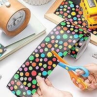 Vista 50 de Zonon 65 Feet Bulletin Board Borders Black and White Polka Dots Striped Grid Borders Decorative Straight Scalloped Wavy Rolled Trim Classroom Back