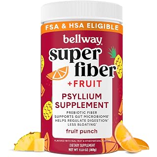 Bellway Super Fiber Powder + Fruit, Sugar Free Organic Psyllium Husk Powder Fiber Supplement for Regularity, Bloating Relief & Digestive Health, Plant-Based, Fruit Punch (50 Servings) - Amazon product rated Grade A