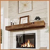 Avana 72 Inch Floating Fireplace Mantel Shelf - Handcrafted Rustic Pine Wood Farmhouse Wall Mount 72x8x5