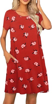 levaca Women Tshirt Dress 2024 Short Sleeve Loose Casual Summer Dresses with Pockets