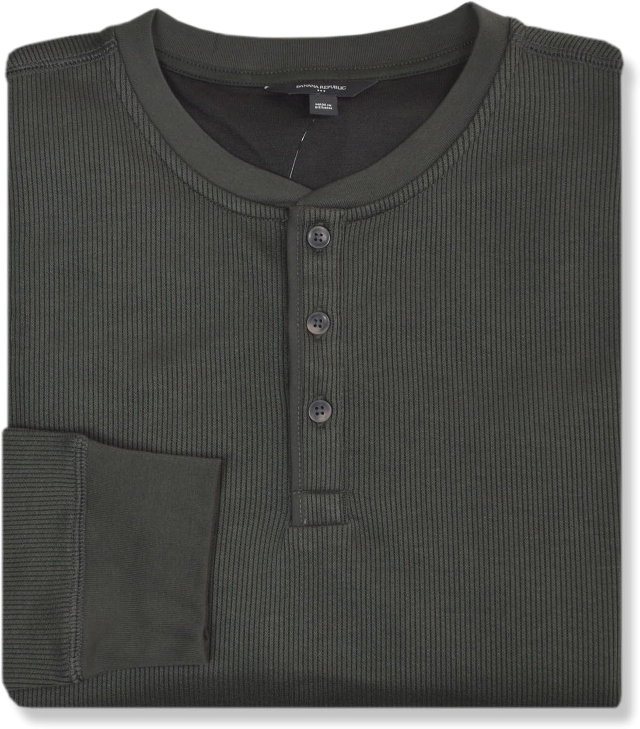 Banana Republic Mens 537850 French Rib Waffle Knit Cotton Thermal Henley Shirt