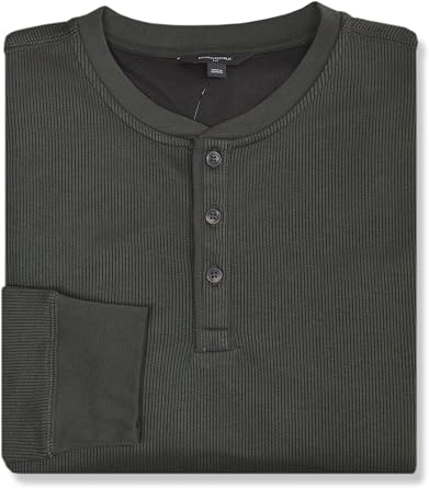 Banana Republic Mens 537850 French Rib Waffle Knit Cotton Thermal Henley Shirt