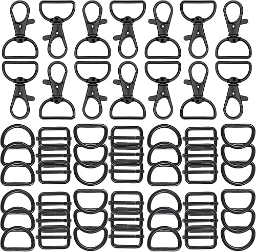 Hotop 56 anillos en D para bolsa, bolsa, accesorios para hacer bolsas, hebillas y manualidades (negro, 0.98 pulgadas)