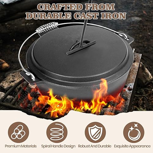 Miniatura 4 de Topyond Levantador de tapa de horno holandés con mango en espiral, elevador de tapa de hierro fundido de 7.7 pulgadas, levanta de forma segura las