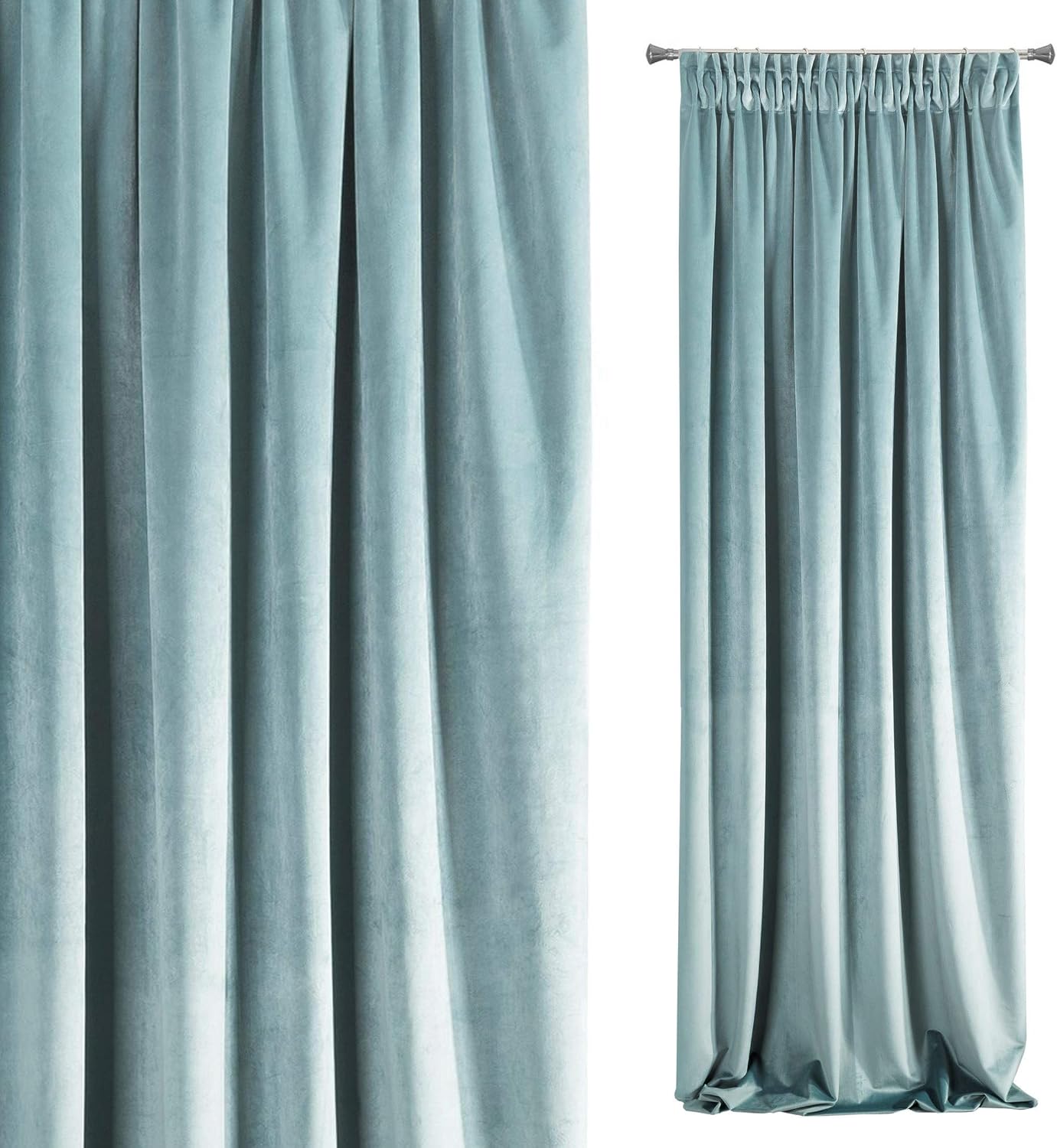 Eurofirany VILLA Soft Plain Opaque Velvet Curtain with Rufflette Tape For Rail, 1 Unit - Image 3