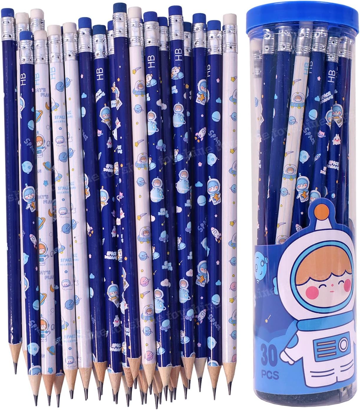 Toyshine Pack of 30 Pencils Thick Strong Grip Pencils, Suitable for School, Kids Art Drawing Drafting Sketching Shading - Space Blue