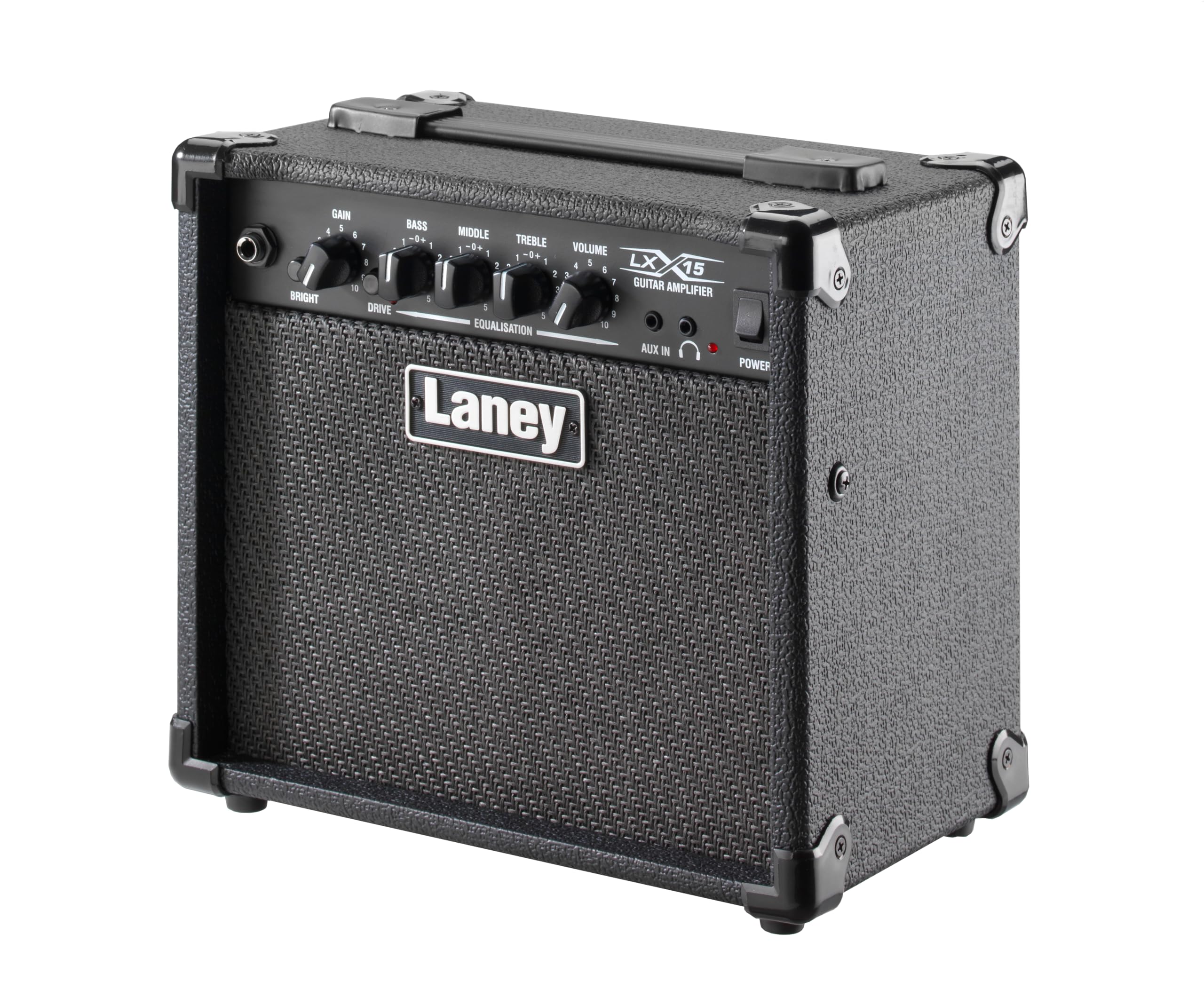 Laney LX15 Amplificatore di chitarra elettrica - AMP da 15 W, interruttore di azionamento, EQ a 3 bande, input Aux- AMP portatile compatto per principianti - nero