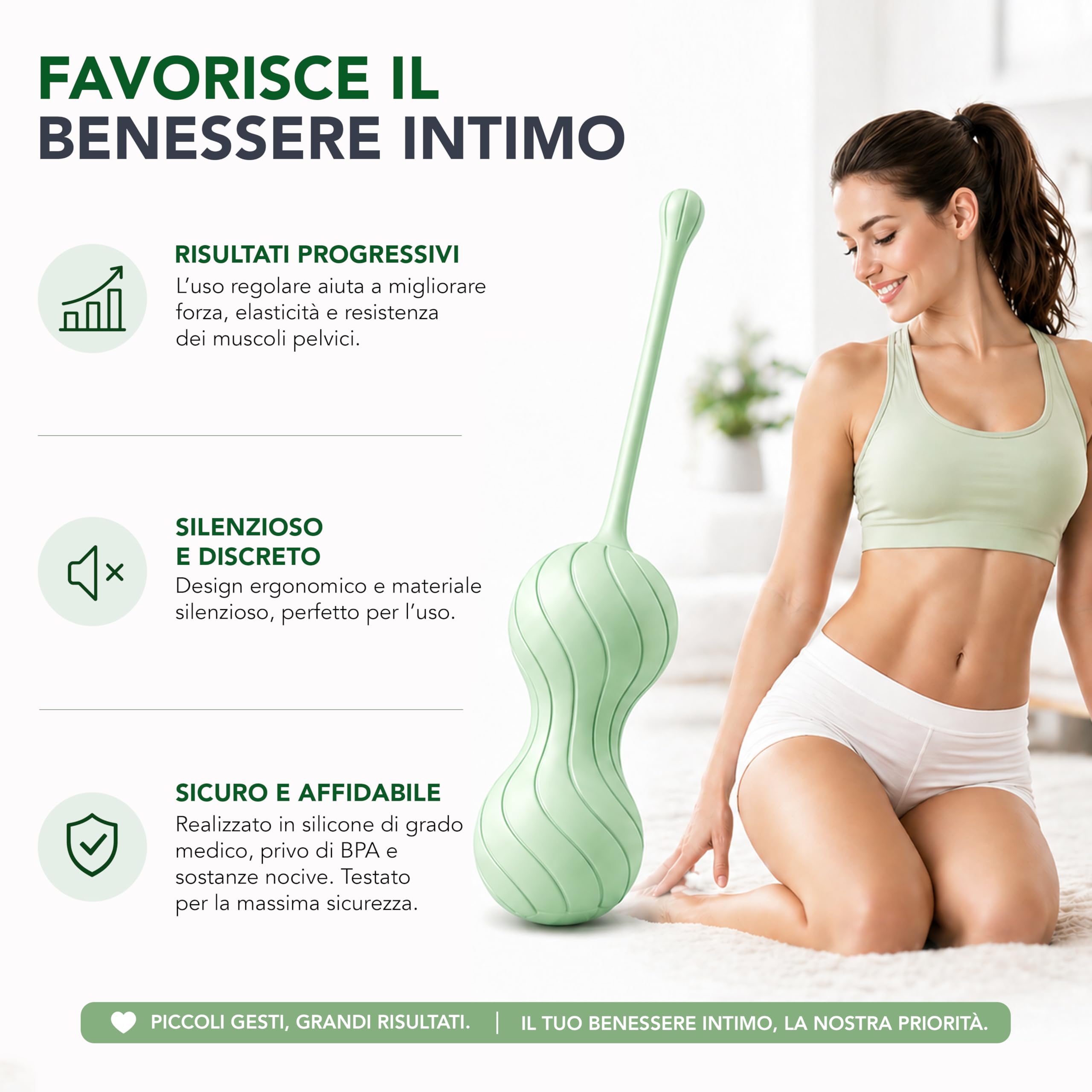 AIESI® Palline di Kegel donna per esercizi del pavimento pelvico GRAVIFLEX INTIMA, Dispositivo Medico Certificato, Garanzia Italia 24 mesi