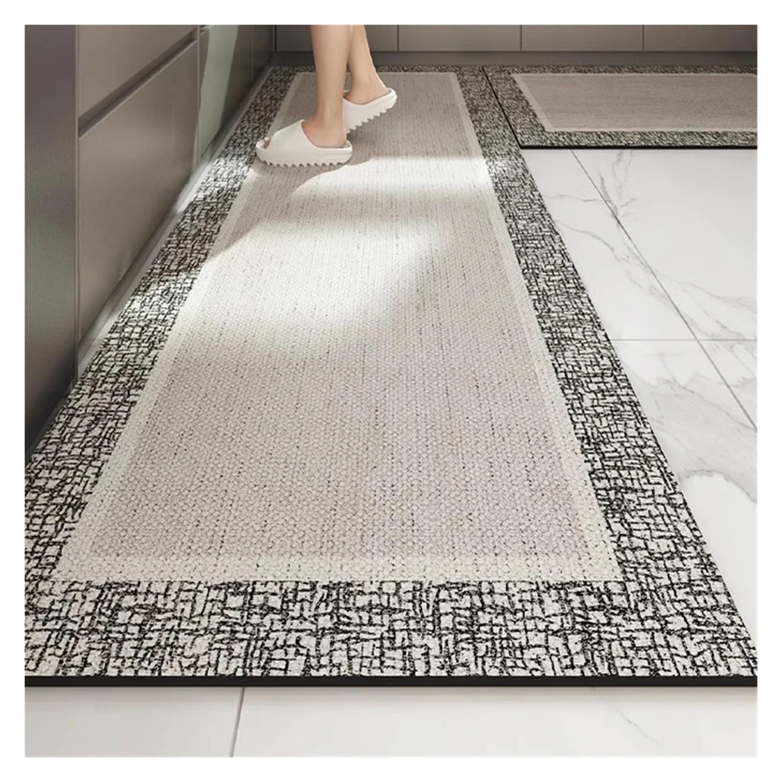 Alfombra de cocina impermeable de PVC, alfombra larga gris y antideslizante