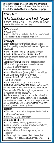 Miniatura 14 de Children's Advil Analgésico y reductor de fiebre, suspensión oral de ibuprofeno sin colorantes y sin azúcar, sabor a bayas, 4 onzas líquidas