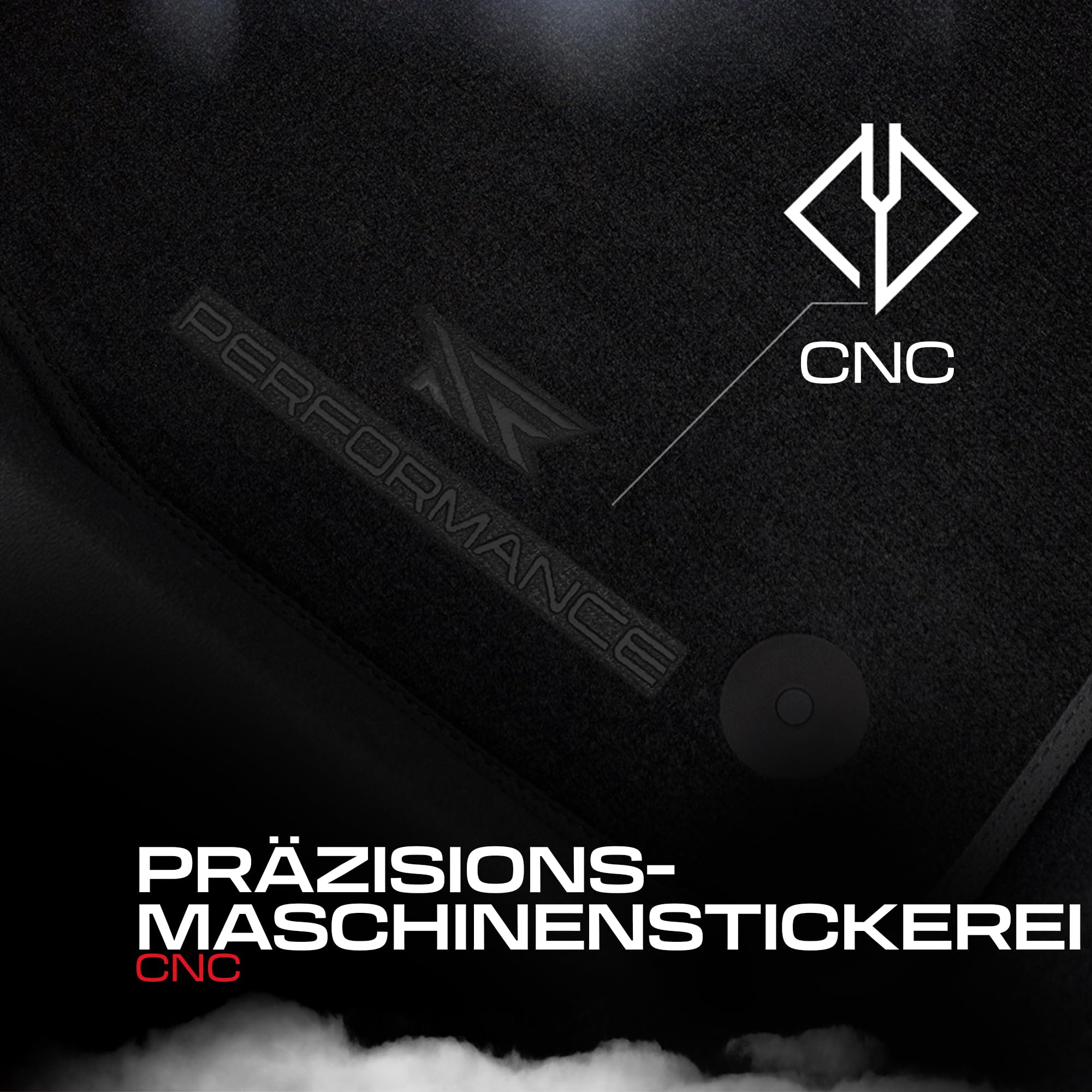 Performance Personalisierte Velours Fußmatten Auto passend für Volvo V40 II 2012-2019 - Premium, Perforiert, schwarz -Präzise CNC-Stickerei, Design-Lochpaspel, Auto Fußmatten - Perfekt für Autofahrer