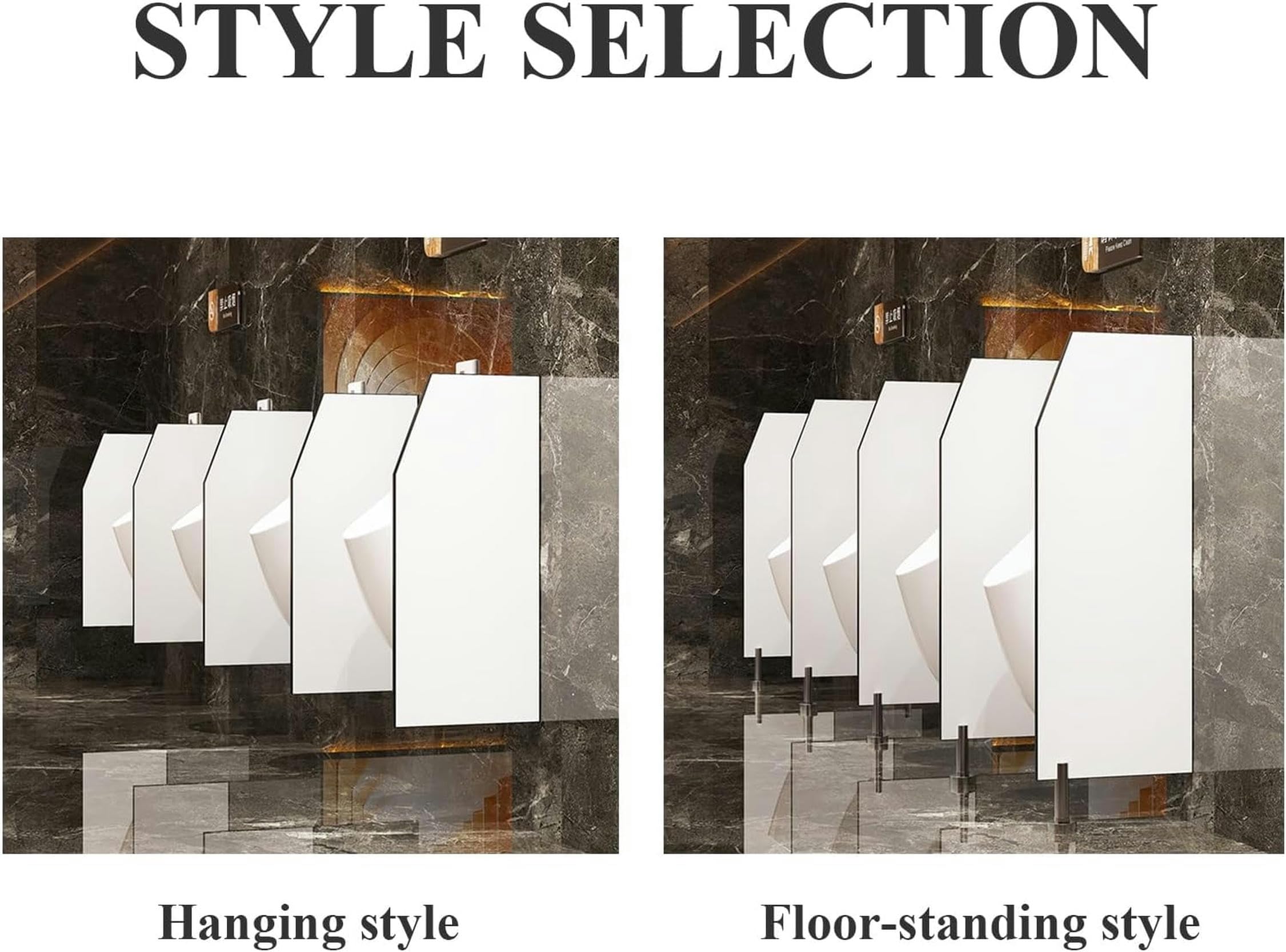 Urinal-Schallwand, Urinalbrett, Urinal-Trennwand mit Edelstahlbeschlägen, Urinal-Bildschirm, Wandtrennwand, öffentliche Toiletten-Trennwand, Urinal-Sichtschutz für Büro/Supermarkt/Einkaufsze