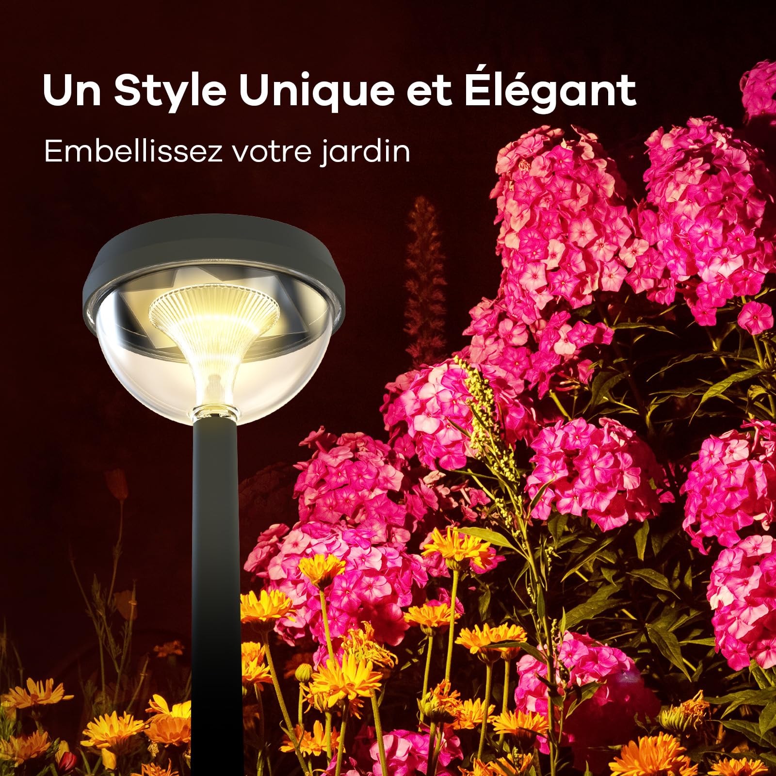 Linkind Lampes Solaires de Jardin 3000K Blanc Chaud, Extérieur IP54, Détecteur de Lumière, 3 Modes, 8PCS