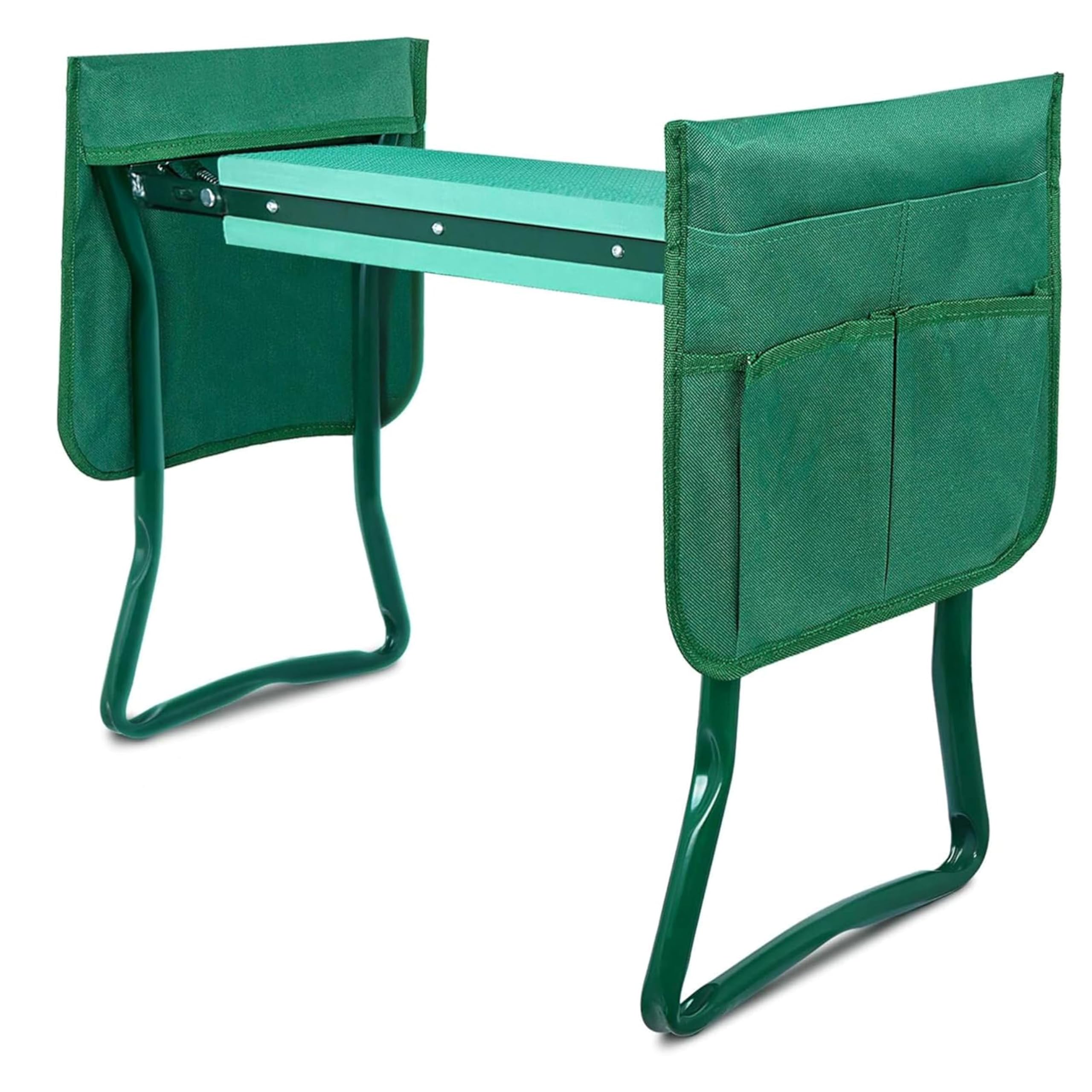 YSSOA New Garden Kneeler and Seat, Foldable Kneeling Bench, Hold Up to 330lb, with Sturdy Soft EVA Foam Pad and 2 Tool Pouch for Gardening, Fishing, Camping, Green