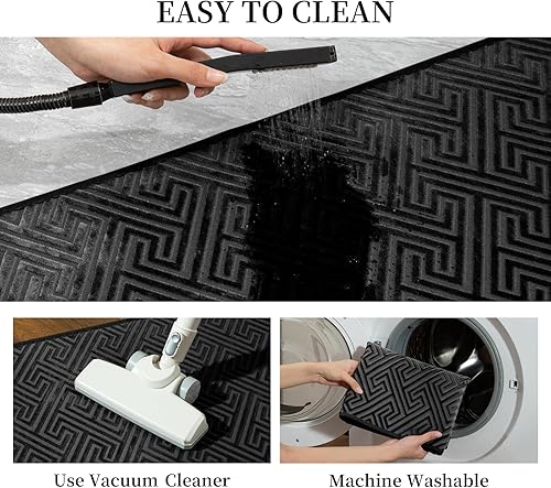 Miniatura 8 de YIHOUSE Alfombras de baño de 24 x 17 pulgadas, ultrafinas y antideslizantes, de secado rápido, absorbentes, para suelo de baño (negro, 24 x 17