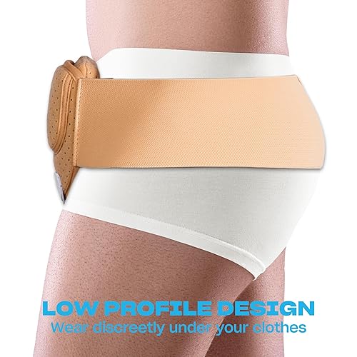 Miniatura 7 de Cinturón de hernia inguinal para hombres y mujeres, almohadillas extraíbles para soporte lateral izquierdo o derecho, correa de cintura ajustable,