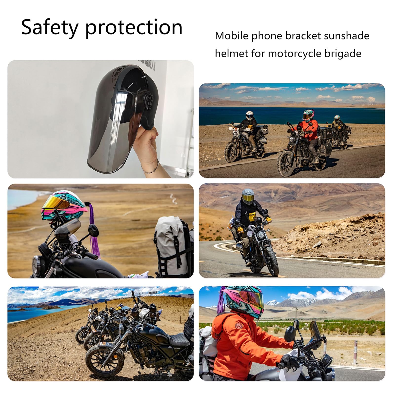 Supporto per telefono da moto, girevole a 360 gradi, con parasole per smartphone, facile visualizzazione e navigazione