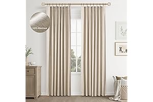 Linen Textured 95" Blackout Curtains - Lightweight 2 Panels