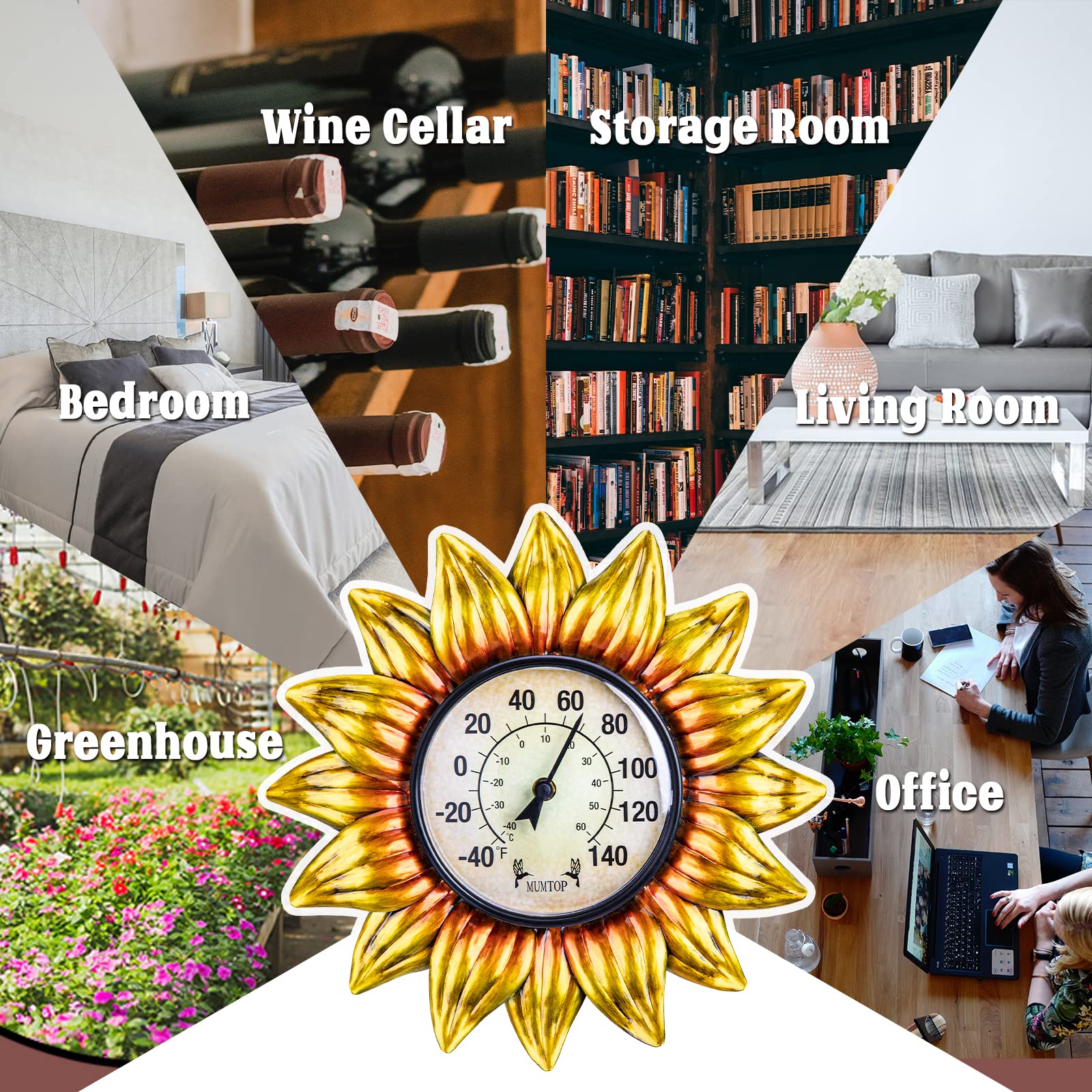Thermometer Sonnenblume Gold