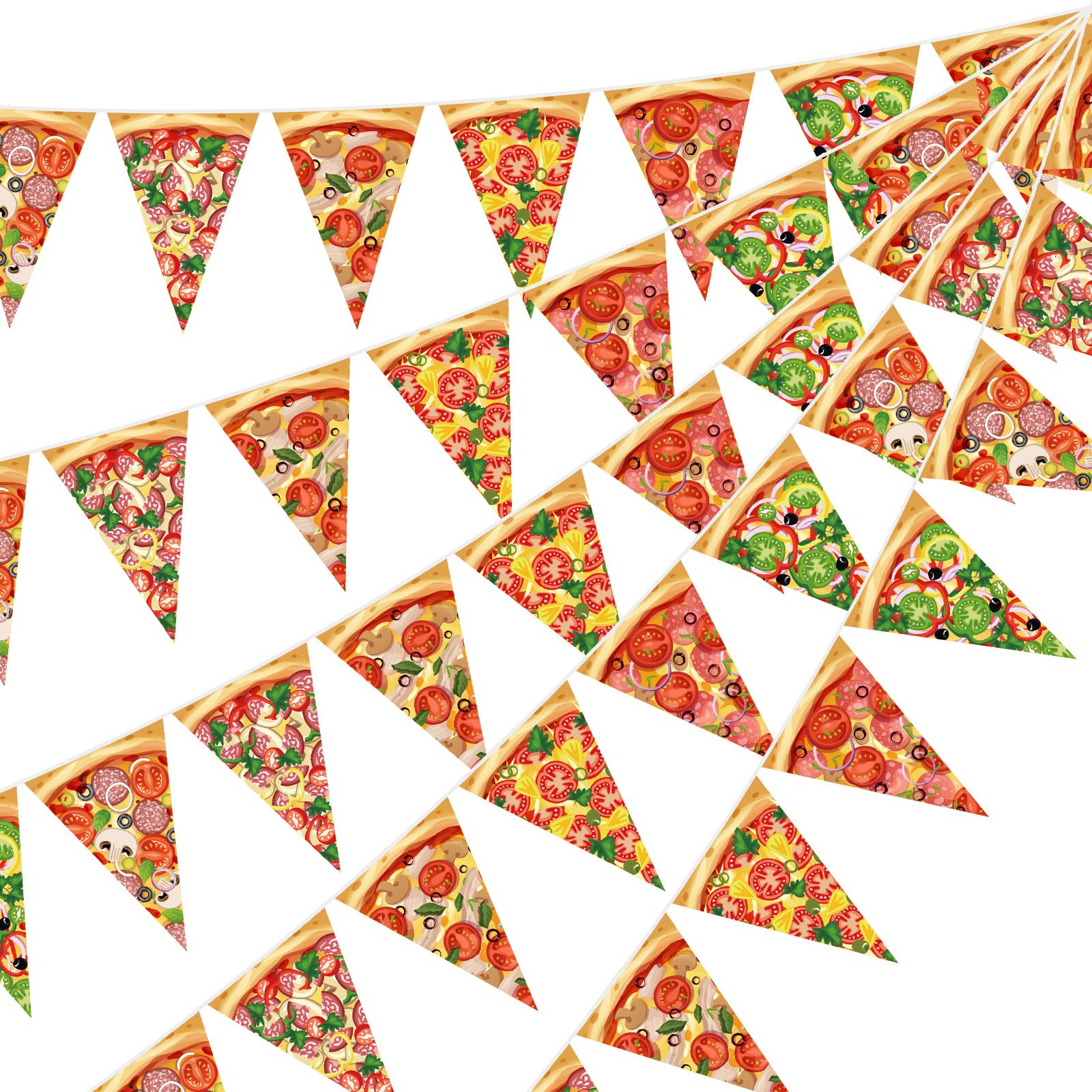 HESTYA 5 Pcs 49 Ft Pizza Party Decorations Pizza Pennant Banner