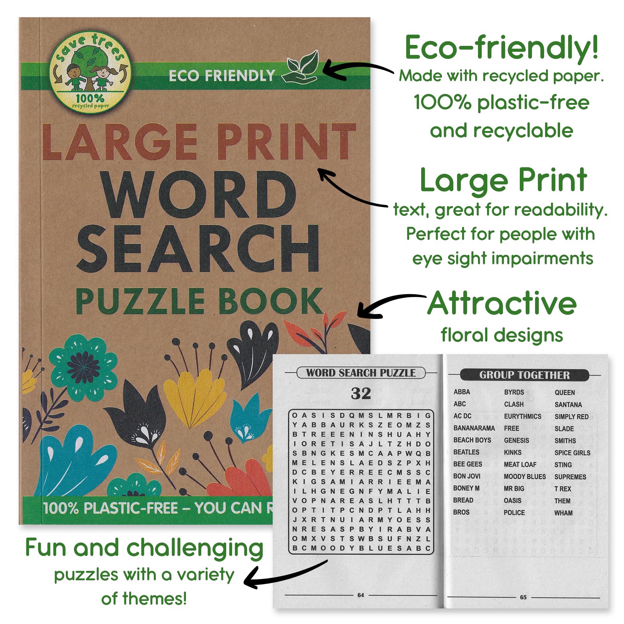 WF Graham Eco-Friendly Large Print Wordsearch Puzzle Books for Adults, Multicolored, 14.5 cm x 21 cm x 0.1 cm - Image 2