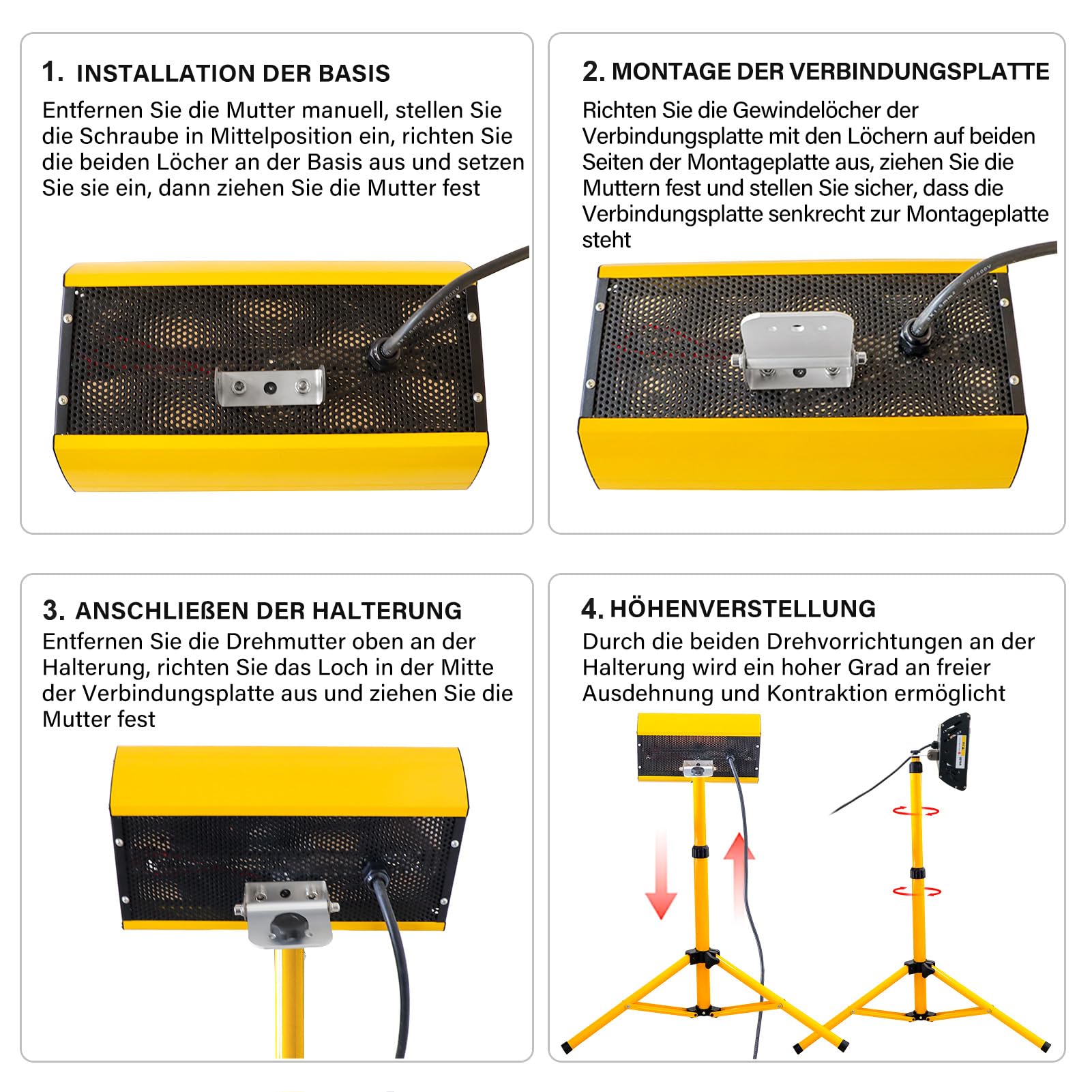 DATOUBOSS 2000W Infrarot Lacktrockner Strahler Infrarot Lacktrockner Lampe mit verstellbarem Ständer Kurzwellen-Infrarot-Lackhärtungslampe für Auto Karosserie Reparatur, Lackierarbeiten