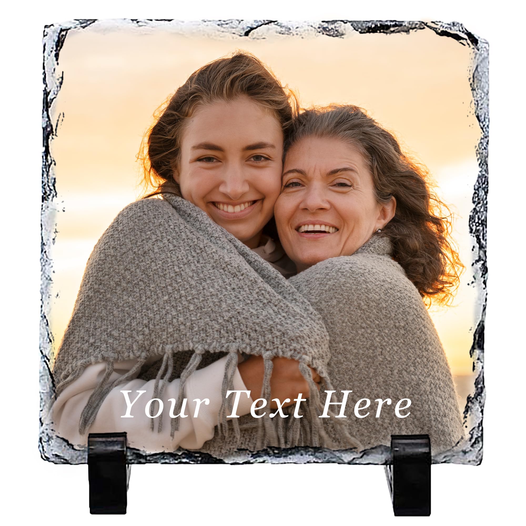 howson london Personalised Gifts for Women Men Personalised Photo Gifts Photo Slate 15 x 15cm Rock Slate Gift for Him Her Gift for Mothers Day Birthday Anniversary Wedding Christmas Valentines Day