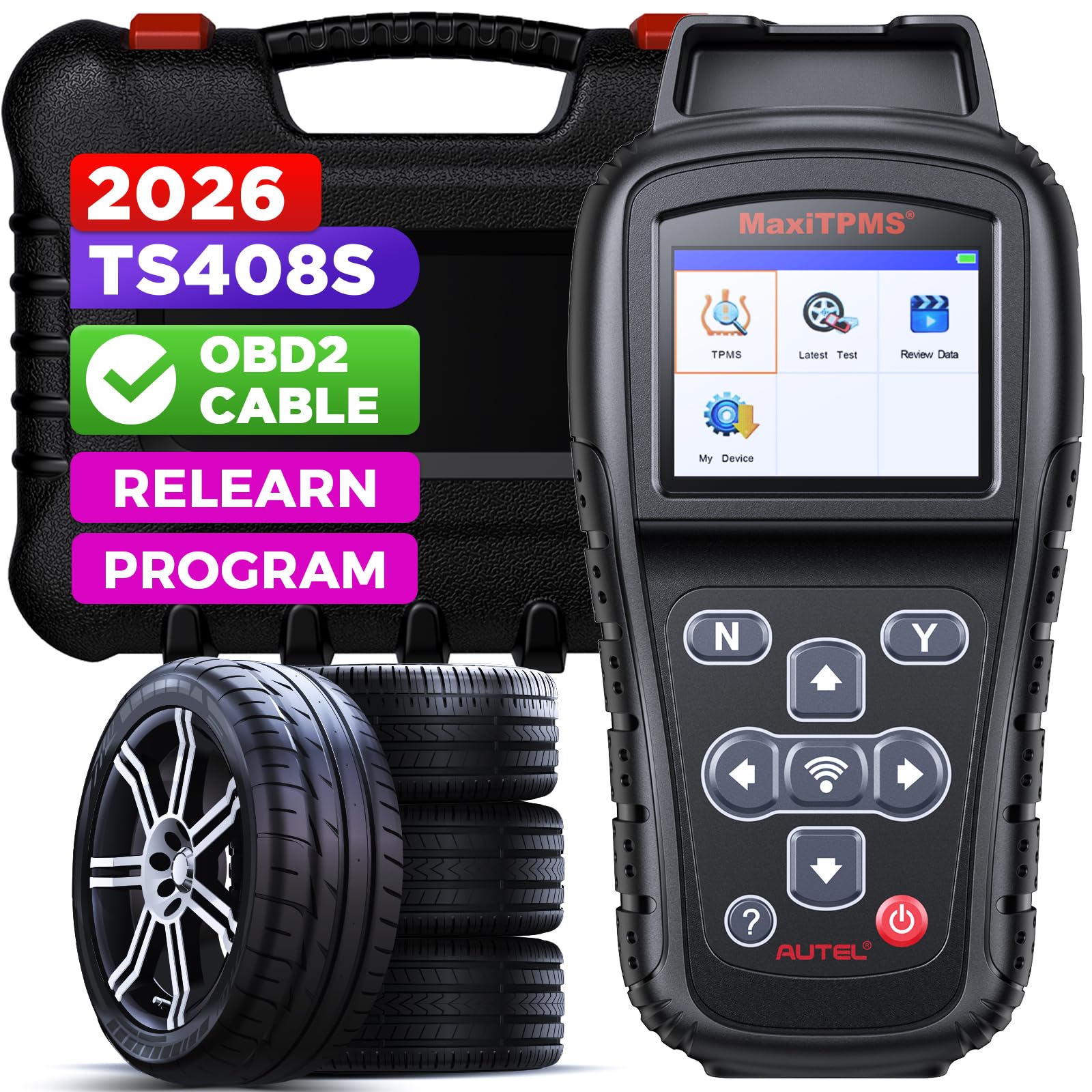 Autel TPMS Relearn Tool TS408, 2023 Upgraded of MaxiTPMS TS401, Tire Pressure Monitor Sensor Programming and Rest Tool for All Cars, TPMS Reset, Sensor Activation, Program for Autel MX-Sensors