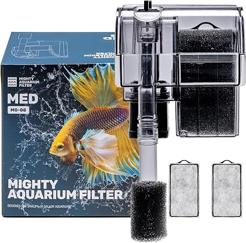 Mighty Aquarium - Filtro para colgar en la parte posterior, filtro de encimera de acuario, filtro ajustable para pecera, filtros de acuario, filtro