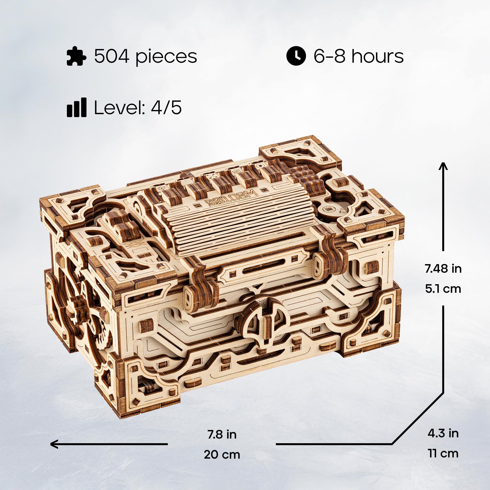 Wood Trick Enigma Chest Box Puzzle 3D de Madera para Adultos para Construir
