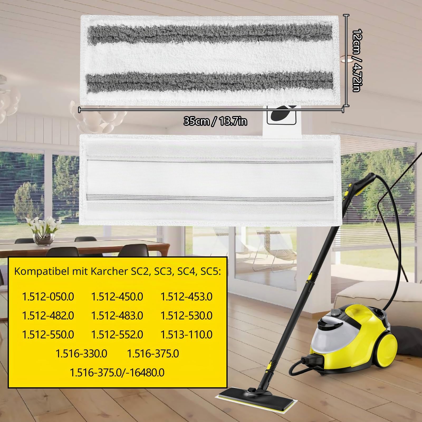 Gudotra Reinigungstücher für Dampfreiniger Kärcher Easyfix SC2 SC3 SC4 SC5, Mikrofasertücher für Kärcher Easyfix SC Serie (grauer Streifen, 4 Stück)