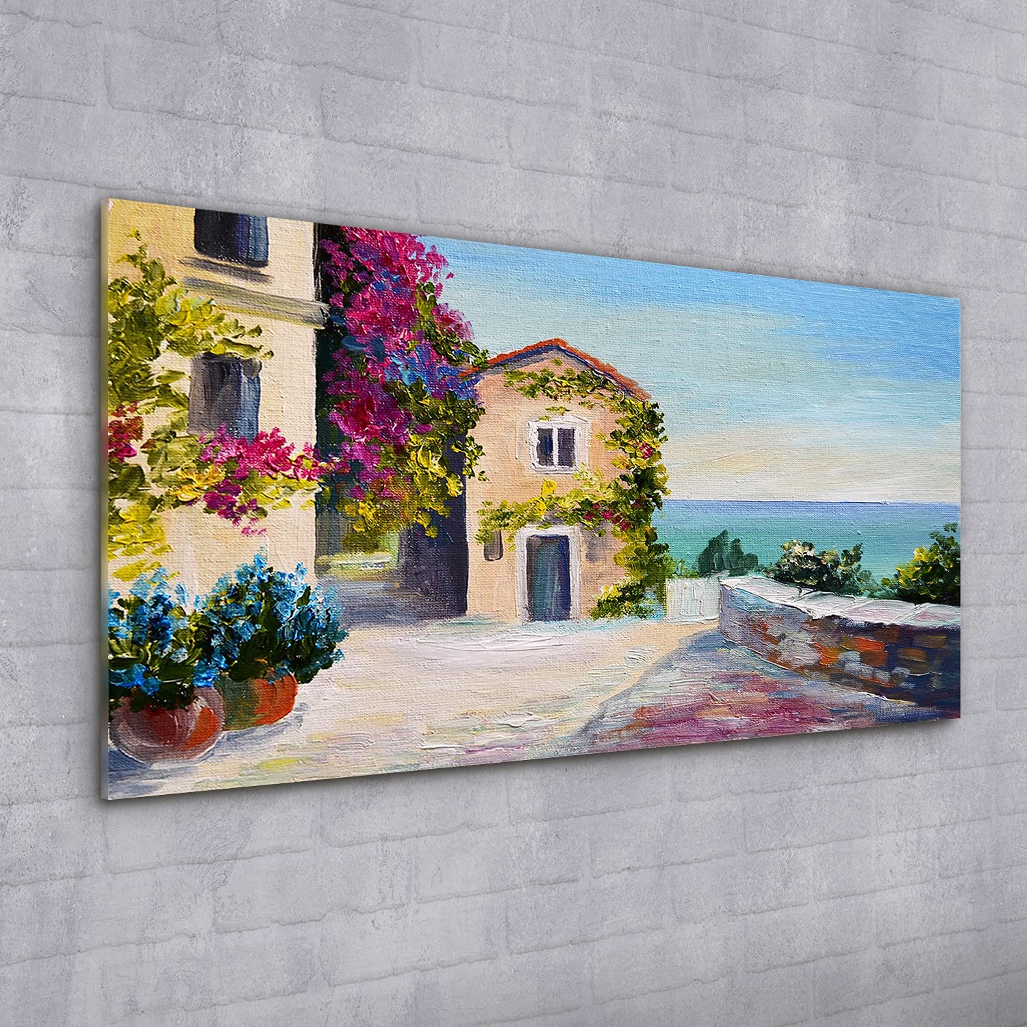 Coloray Pintura acrílica 100x50cm Sala De Estar Vidrio Acrílico Cuadro De Pared Mural Arte - Árbol del bosque del otoño del río