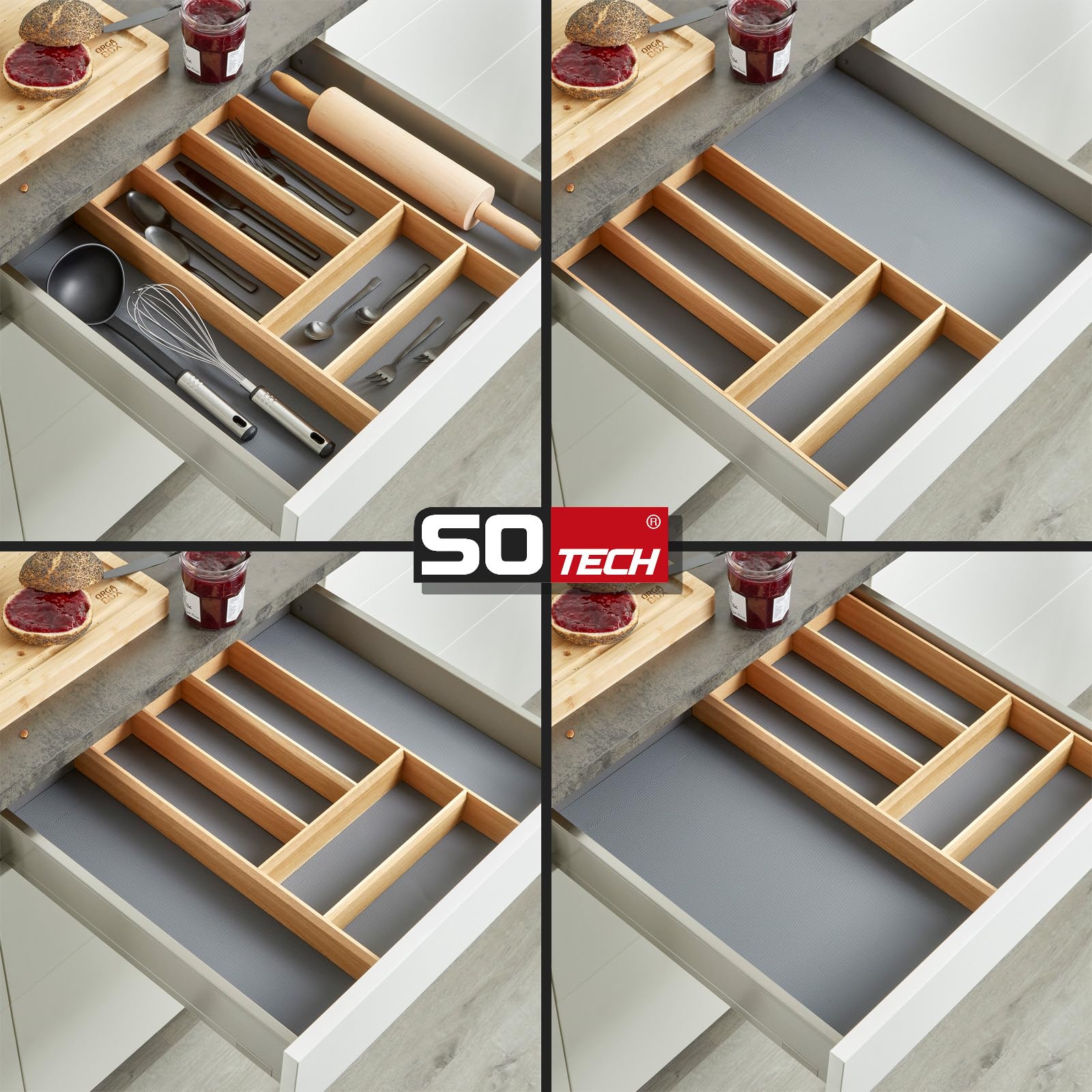 Orga-Box Individual Besteckeinsatz Eiche lackiert (473 x 273 x 50 mm)