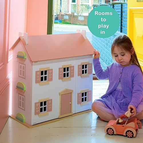 Miniatura 6 de Mentari Clover - Casa de muñecas grande de madera, un palacio mágico para el tiempo de juego con paneles abatibles, mejora el tiempo de juego con un